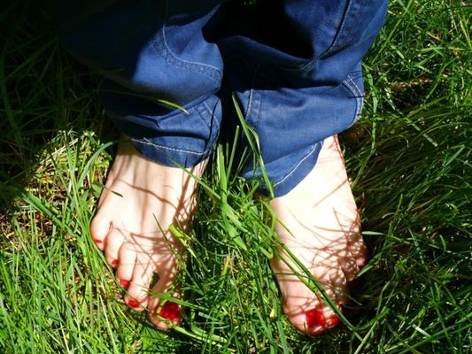 My feet in the grass