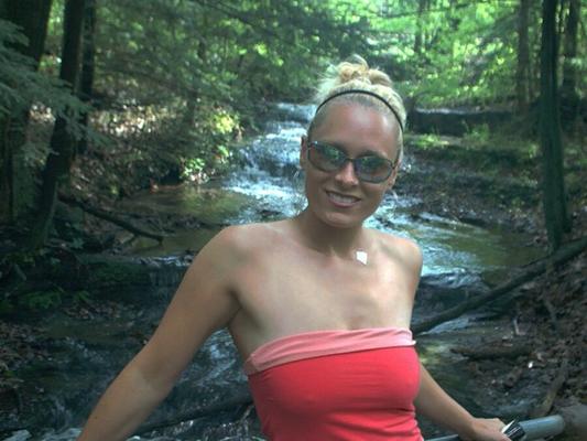 sexy blonde wife Eve outdoor hike