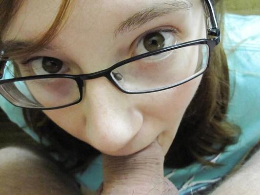 Horny teen in glasses