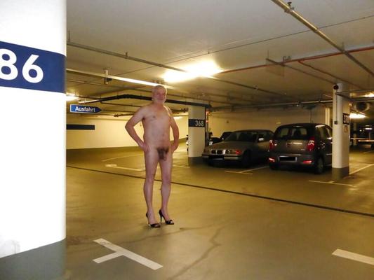 Hairy Exhibitionist In Underground Parking