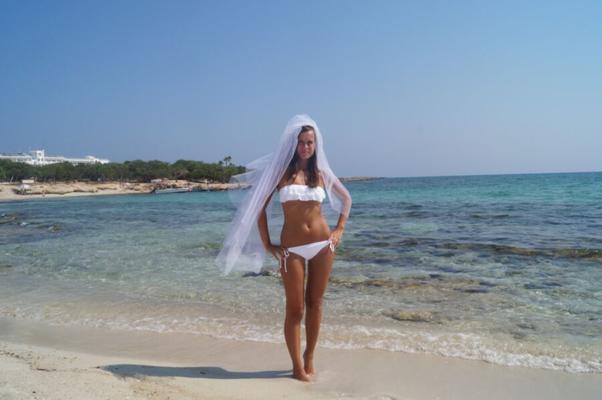 Cute NN white bride in bikini at the beach part  (Non nude)