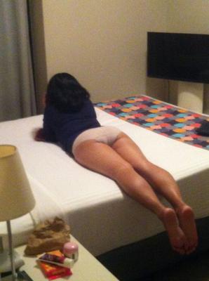 Asian wife at the hotel