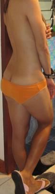 Orange Panties hard nipples and wet pussy