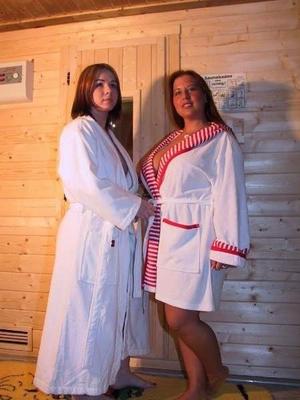 Mother and daughter in the sauna 1