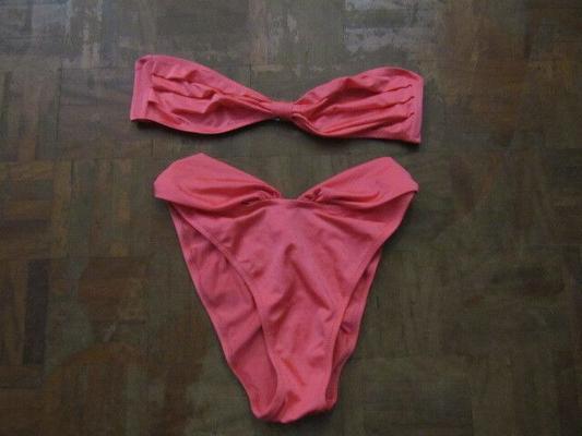 Coral Bandeau Bikini Meets My Scissors And Gets Cut The Way I Wo