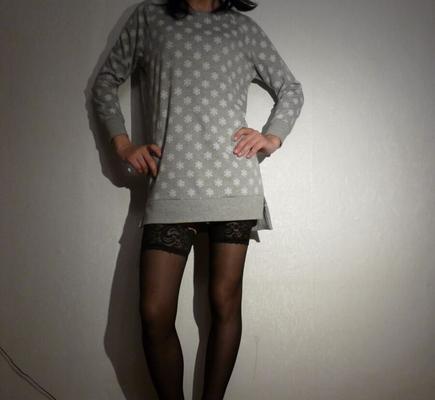 Horny sissy wears no panties