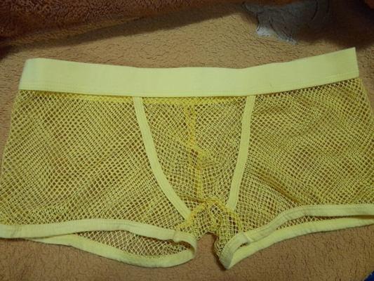 my new yellow fishnet shorts