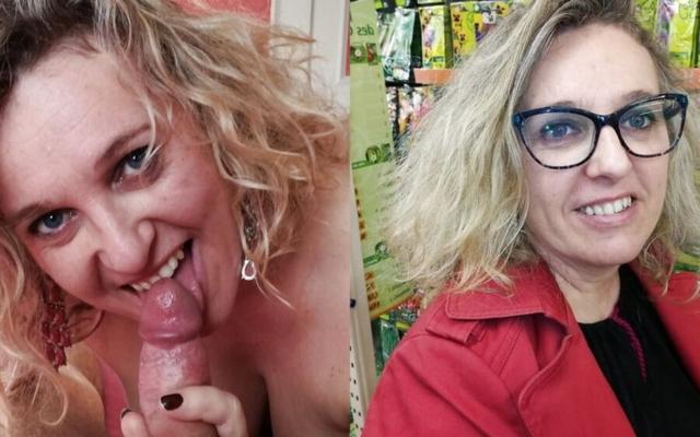 Vor und nach dem Blowjob einer Webschlampe