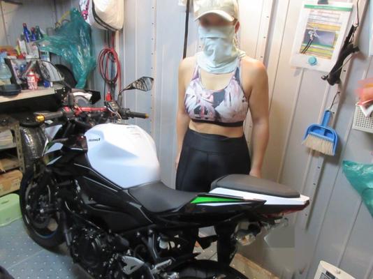 Japanese Wife Miss K .. sexy on the bike