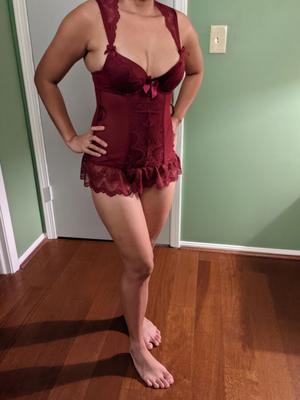 Filipina wife in red lingerie