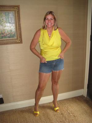 Colleen in Short Jeans & Yellow Top