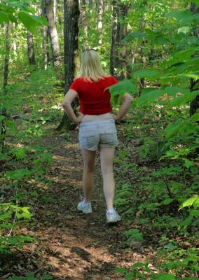 Holly getting naked while out for a walk