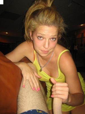 college blonde handjob and posing