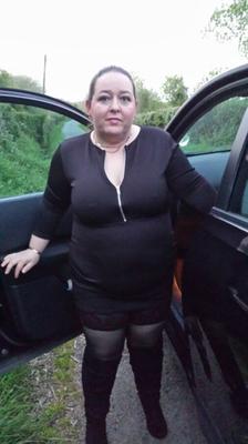 Nasty fat slag outdoors