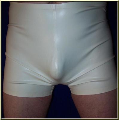 me in white rubber pants