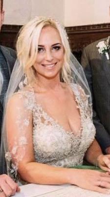 Beautiful busty blonde bride