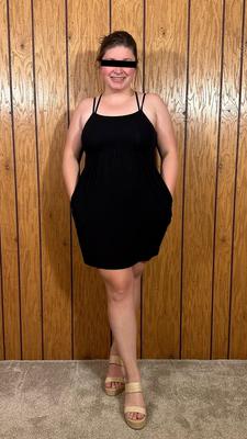 Amateur wife in a black dress